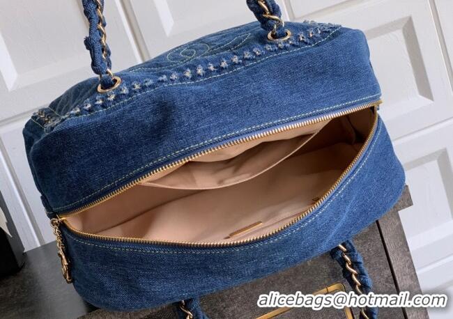 Spot Bulk Chanel Denim Bowling Bag CH101004 Blue/Gold 2025