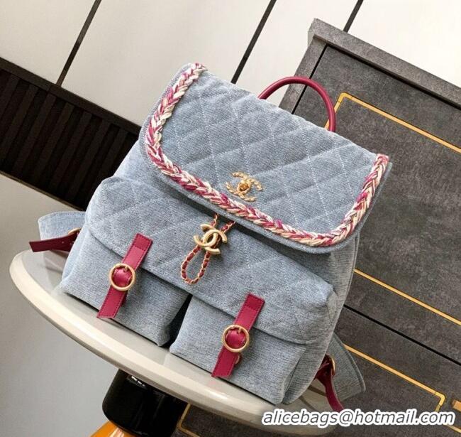 New Design Chanel Denim Backpack Bag CH101005 Light Blue 2025