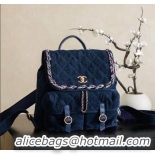 Buy Cheap Chanel Denim Backpack Bag CH101005 Navy Blue 2025