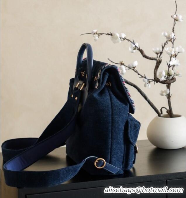Buy Cheap Chanel Denim Backpack Bag CH101005 Navy Blue 2025