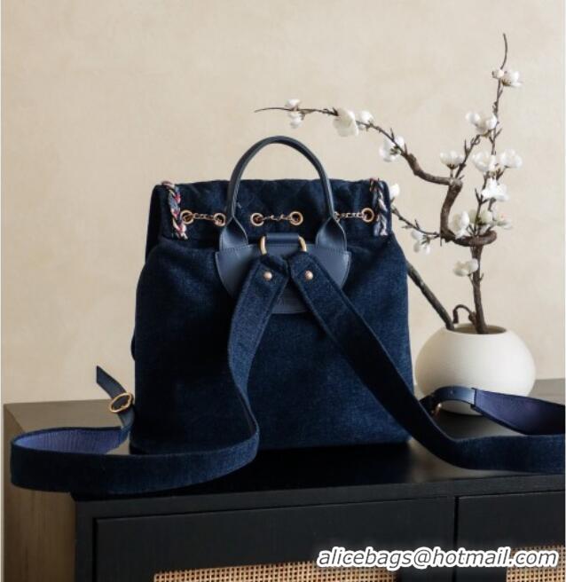 Buy Cheap Chanel Denim Backpack Bag CH101005 Navy Blue 2025