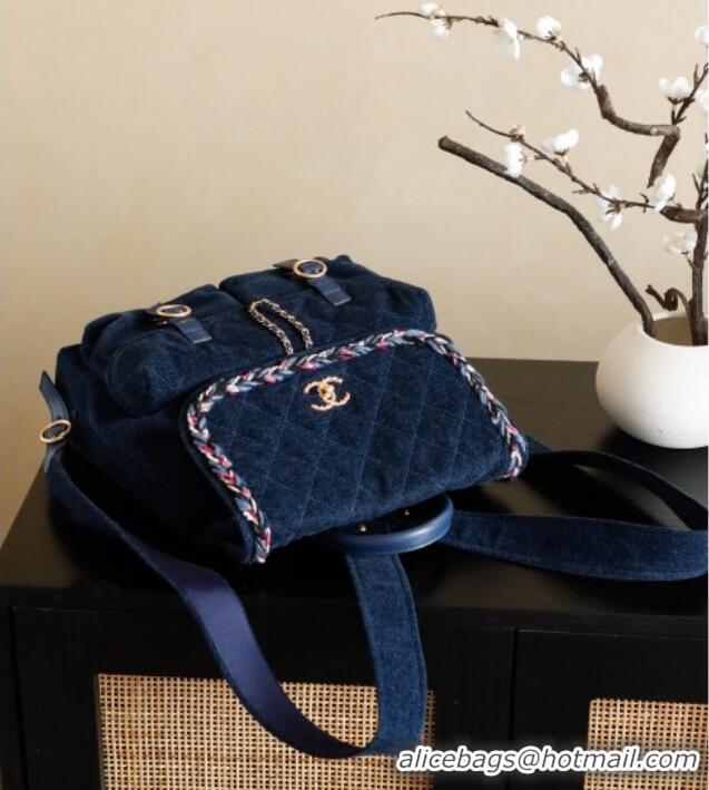 Buy Cheap Chanel Denim Backpack Bag CH101005 Navy Blue 2025