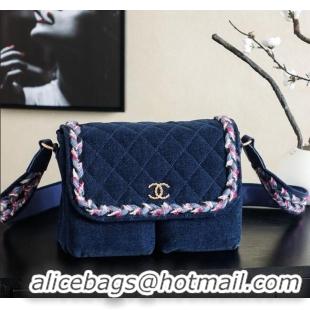 New Cheap Chanel Denim Flap Bag CH101005 Navy Blue 2025