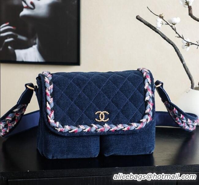New Cheap Chanel Denim Flap Bag CH101005 Navy Blue 2025