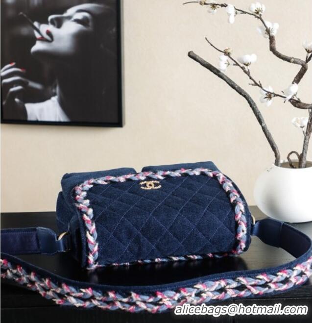 New Cheap Chanel Denim Flap Bag CH101005 Navy Blue 2025