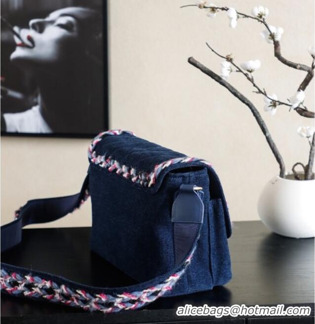 New Cheap Chanel Denim Flap Bag CH101005 Navy Blue 2025