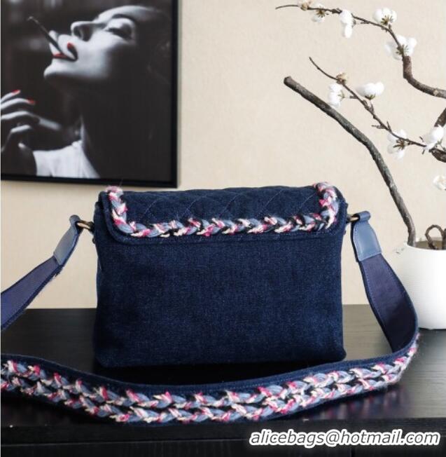 New Cheap Chanel Denim Flap Bag CH101005 Navy Blue 2025