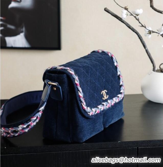 New Cheap Chanel Denim Flap Bag CH101005 Navy Blue 2025
