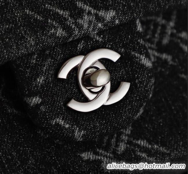 Sophisticated Cheap Chanel Denim Classic Medium Flap Bag A0812 Black 2025