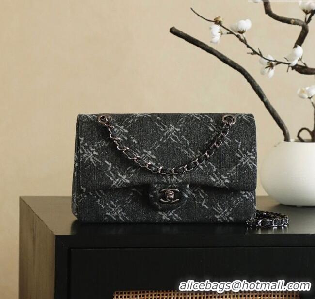 Sophisticated Cheap Chanel Denim Classic Medium Flap Bag A0812 Black 2025