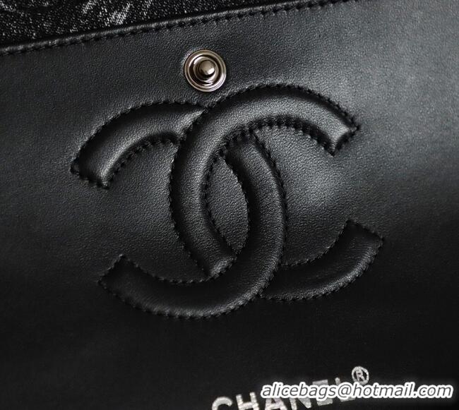 Sophisticated Cheap Chanel Denim Classic Medium Flap Bag A0812 Black 2025