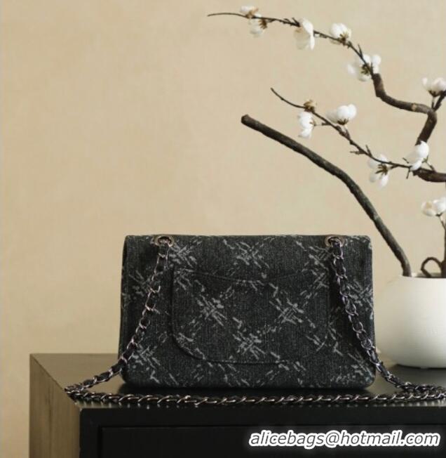Sophisticated Cheap Chanel Denim Classic Medium Flap Bag A0812 Black 2025