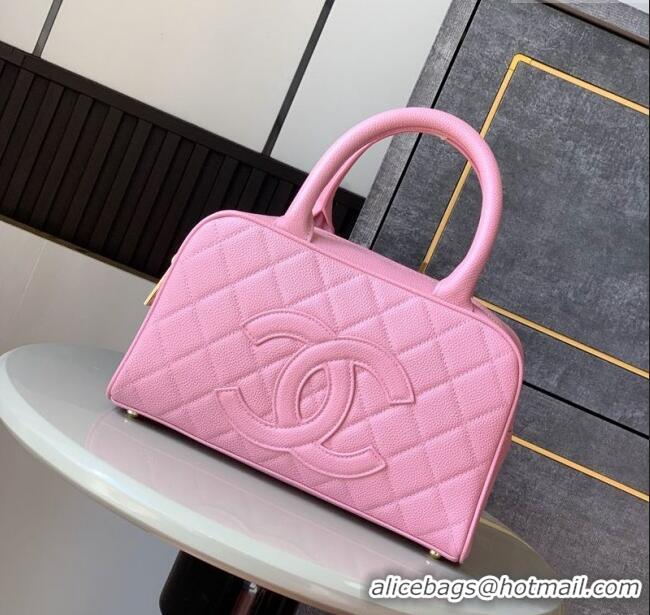 Modern Classic Chanel Grained Calfskin Bowling Bag CH101006 Pink 2025