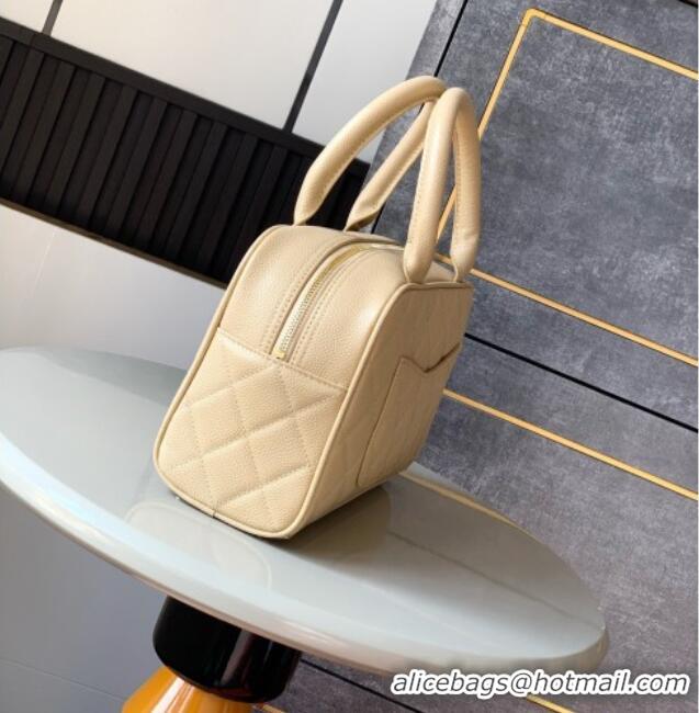 New Cheap Chanel Grained Calfskin Bowling Bag CH101006 Beige 2025