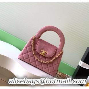 Top Quality Chanel Velvet Mini Kelly Shopping Bag AS4416 Light Pink 2025