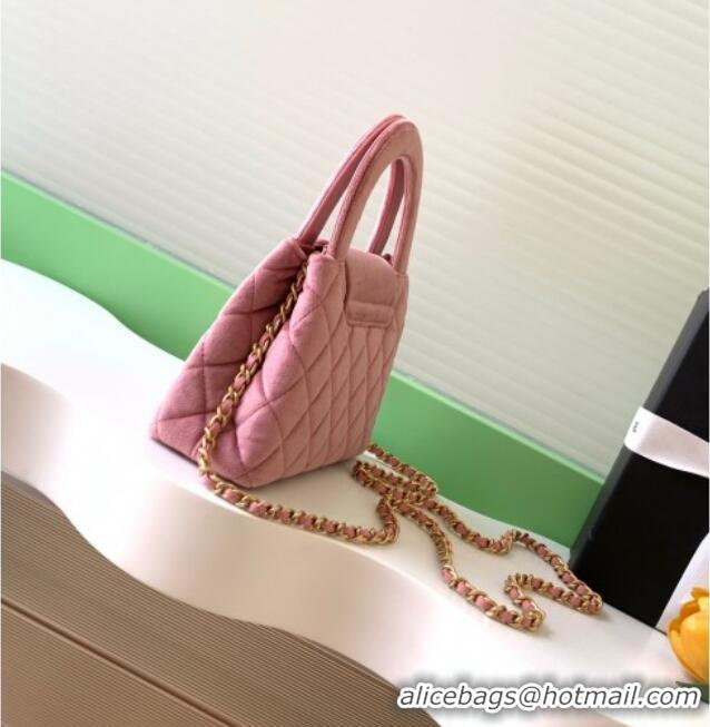 Top Quality Chanel Velvet Mini Kelly Shopping Bag AS4416 Light Pink 2025