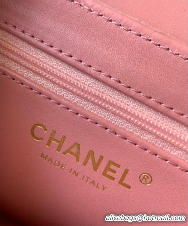 Top Quality Chanel Velvet Mini Kelly Shopping Bag AS4416 Light Pink 2025