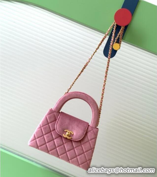 Top Quality Chanel Velvet Mini Kelly Shopping Bag AS4416 Light Pink 2025