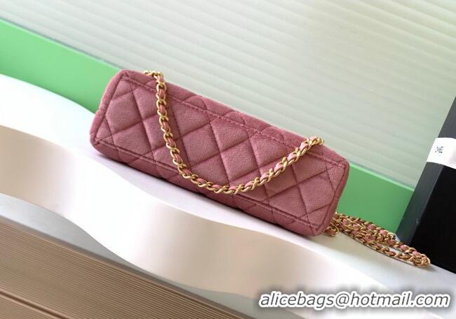 Top Quality Chanel Velvet Mini Kelly Shopping Bag AS4416 Light Pink 2025