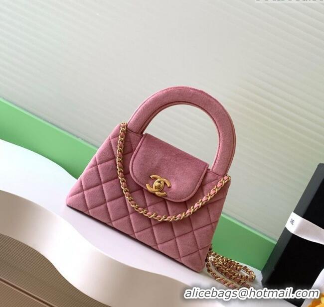 Top Quality Chanel Velvet Mini Kelly Shopping Bag AS4416 Light Pink 2025