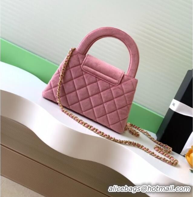 Top Quality Chanel Velvet Mini Kelly Shopping Bag AS4416 Light Pink 2025