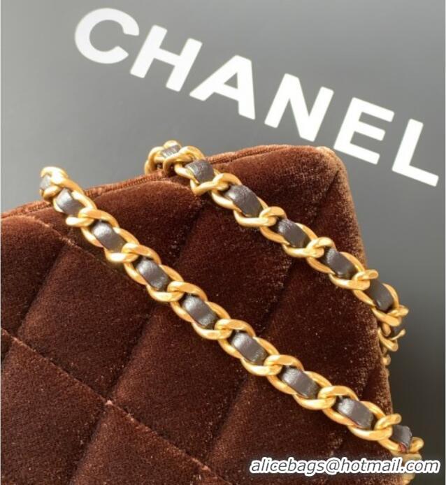 Cheap Wholesale Chanel Velvet Mini Kelly Shopping Bag AS4416 Dark Brown 2025