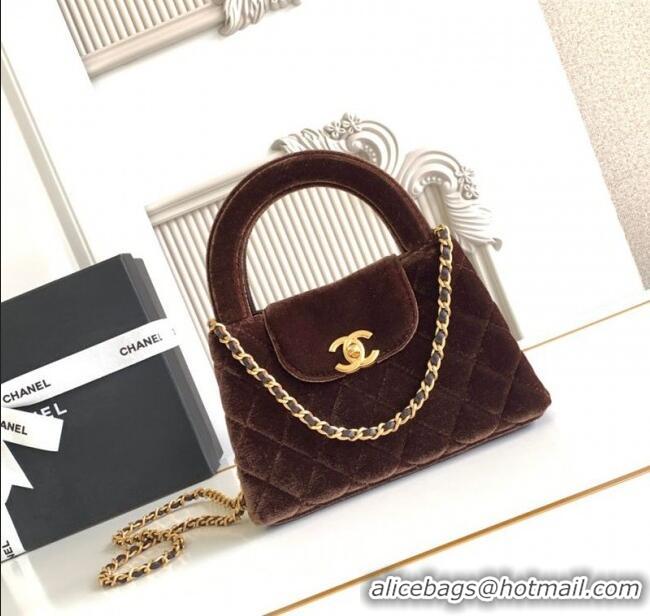 Cheap Wholesale Chanel Velvet Mini Kelly Shopping Bag AS4416 Dark Brown 2025