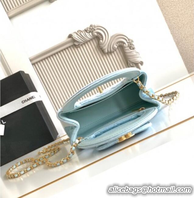 Best Price Chanel Velvet Mini Kelly Shopping Bag AS4416 Light Blue 2025