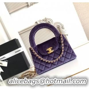 Spot Bulk Chanel Velvet Mini Kelly Shopping Bag AS4416 Purple 2025