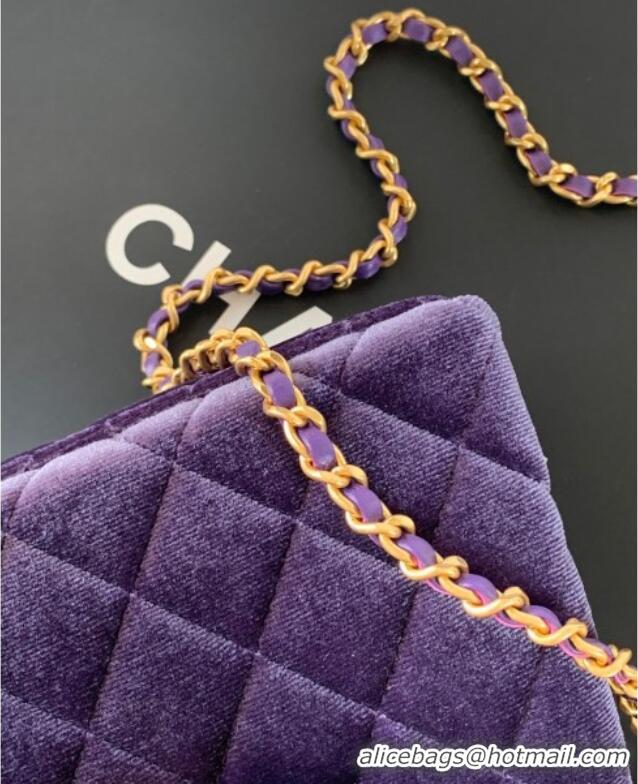 Spot Bulk Chanel Velvet Mini Kelly Shopping Bag AS4416 Purple 2025