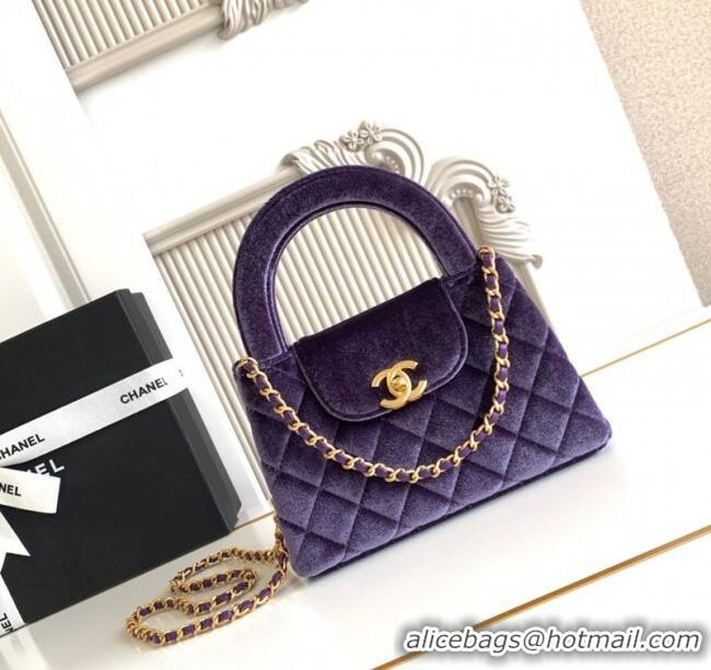 Spot Bulk Chanel Velvet Mini Kelly Shopping Bag AS4416 Purple 2025