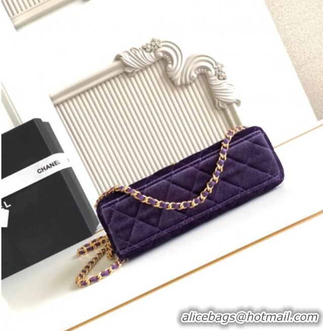 Spot Bulk Chanel Velvet Mini Kelly Shopping Bag AS4416 Purple 2025