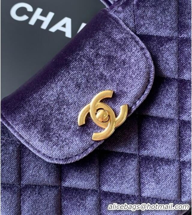 Spot Bulk Chanel Velvet Mini Kelly Shopping Bag AS4416 Purple 2025