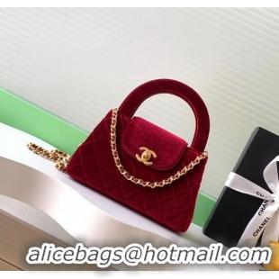 Modern Classic Chanel Velvet Mini Kelly Shopping Bag AS4416 Red 2025