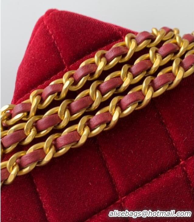 Modern Classic Chanel Velvet Mini Kelly Shopping Bag AS4416 Red 2025