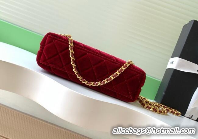 Modern Classic Chanel Velvet Mini Kelly Shopping Bag AS4416 Red 2025