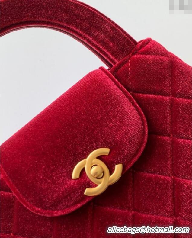Modern Classic Chanel Velvet Mini Kelly Shopping Bag AS4416 Red 2025
