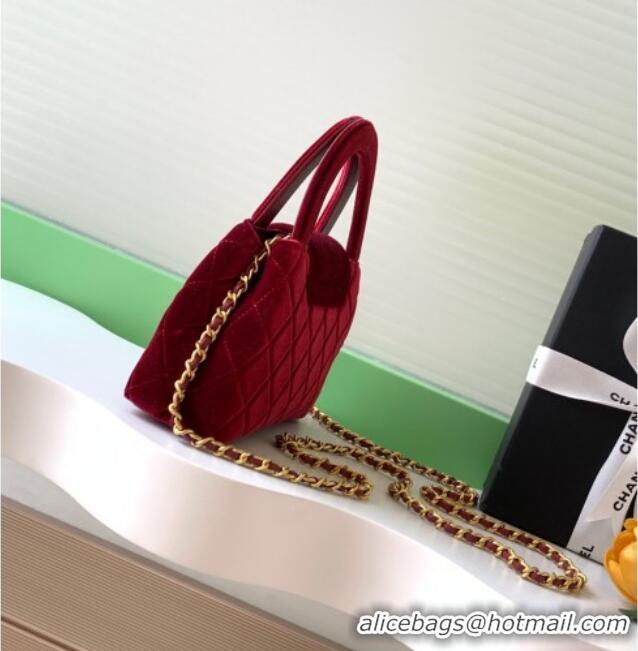 Modern Classic Chanel Velvet Mini Kelly Shopping Bag AS4416 Red 2025