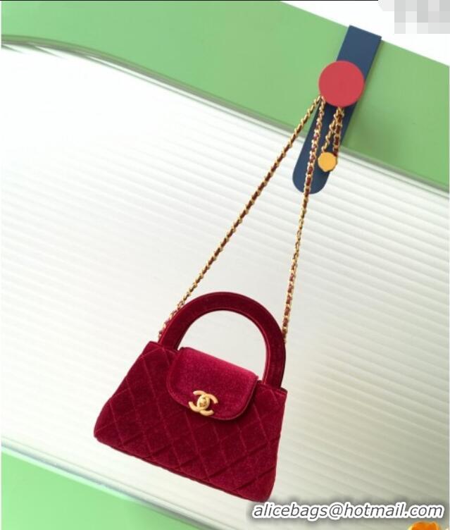 Modern Classic Chanel Velvet Mini Kelly Shopping Bag AS4416 Red 2025