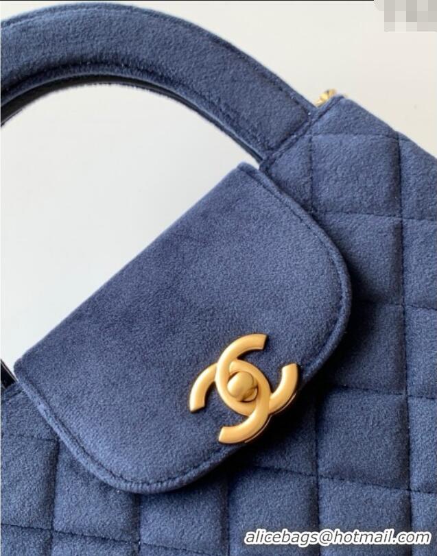 Buy Grade Chanel Velvet Mini Kelly Shopping Bag AS4416 Dark Blue 2025