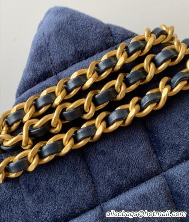 Buy Grade Chanel Velvet Mini Kelly Shopping Bag AS4416 Dark Blue 2025