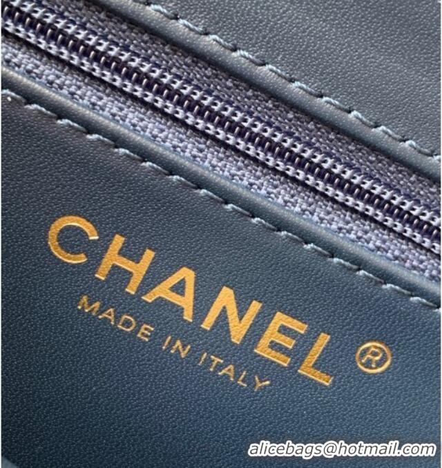 Buy Grade Chanel Velvet Mini Kelly Shopping Bag AS4416 Dark Blue 2025