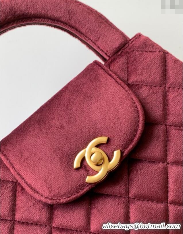 High Quality Chanel Velvet Mini Kelly Shopping Bag AS4416 Dark Red 2025