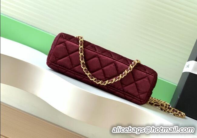 High Quality Chanel Velvet Mini Kelly Shopping Bag AS4416 Dark Red 2025