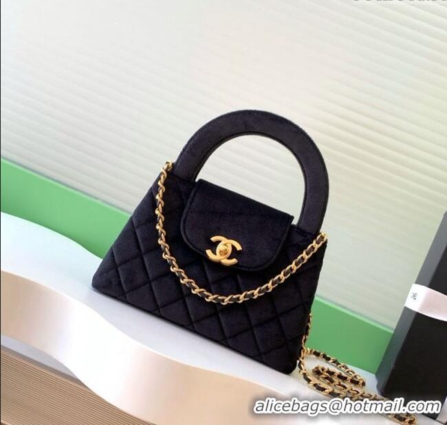Modern Classic Chanel Velvet Mini Kelly Shopping Bag AS4416 Black 2025