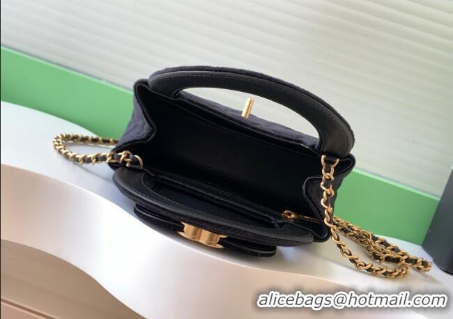 Modern Classic Chanel Velvet Mini Kelly Shopping Bag AS4416 Black 2025