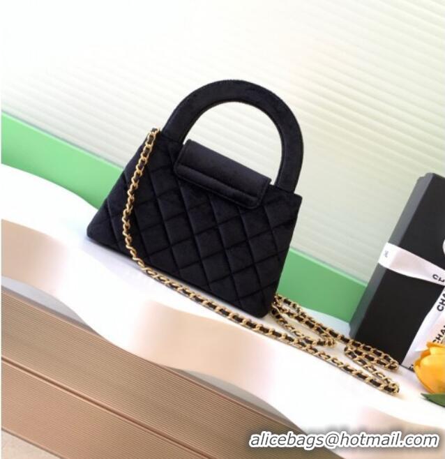 Modern Classic Chanel Velvet Mini Kelly Shopping Bag AS4416 Black 2025