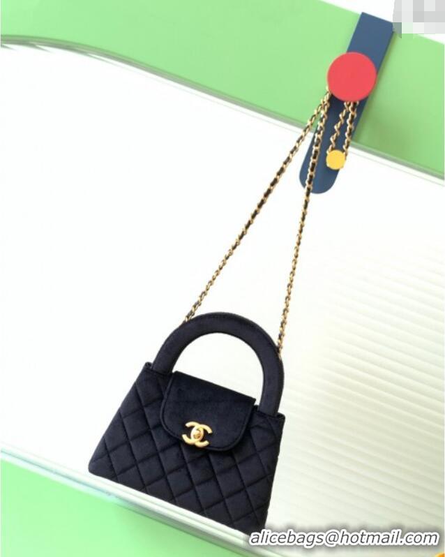 Modern Classic Chanel Velvet Mini Kelly Shopping Bag AS4416 Black 2025