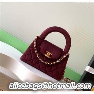 Top Quality Chanel Velvet Mini Kelly Shopping Bag AS4416 Dark Burgundy 2025