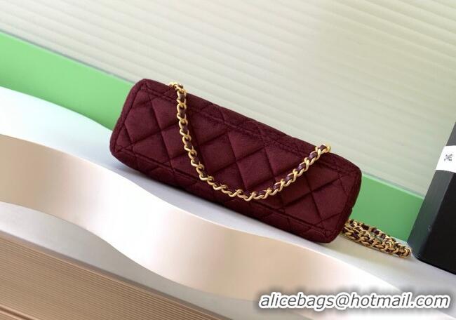 Top Quality Chanel Velvet Mini Kelly Shopping Bag AS4416 Dark Burgundy 2025